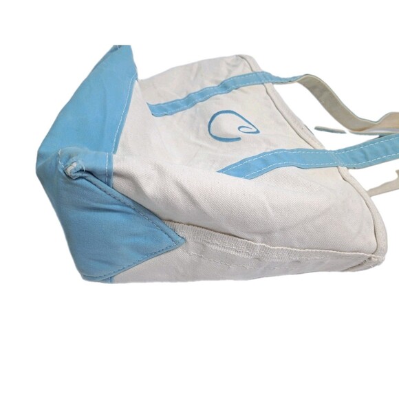 Vintage LL BEAN Boat Tote Aqua Teal Canvas Heavy Duty Bag 14x11x7 C Logo Zipper - Picture 4 of 10